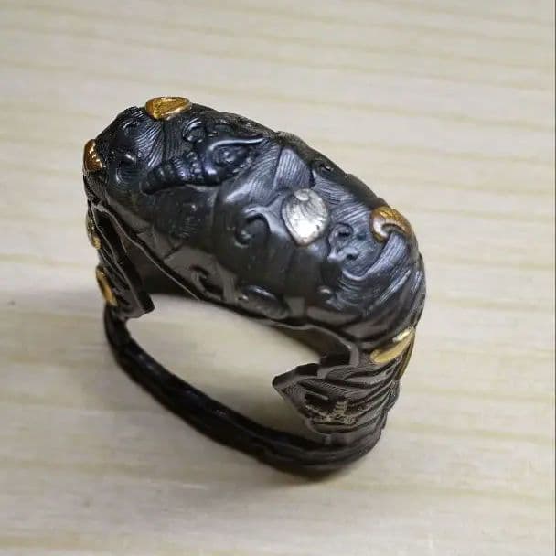 刀装具　美品海図貝づくし【縁、栗形、頭？鐺】