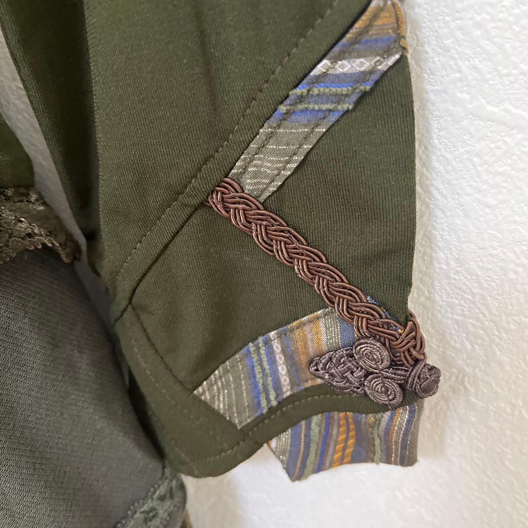 Ozz Oneste チャイナ編み上げ2wayジャケット　カーディガン