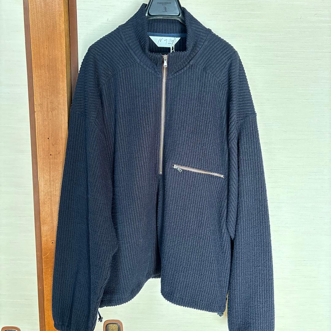 トップス CUT STRIPE HALF ZIP PULL OVER SHIRT NAVY