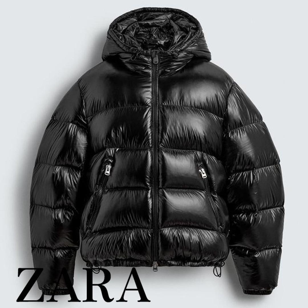 ZARA ブラック ダウンジャケット フード付き　サイズS