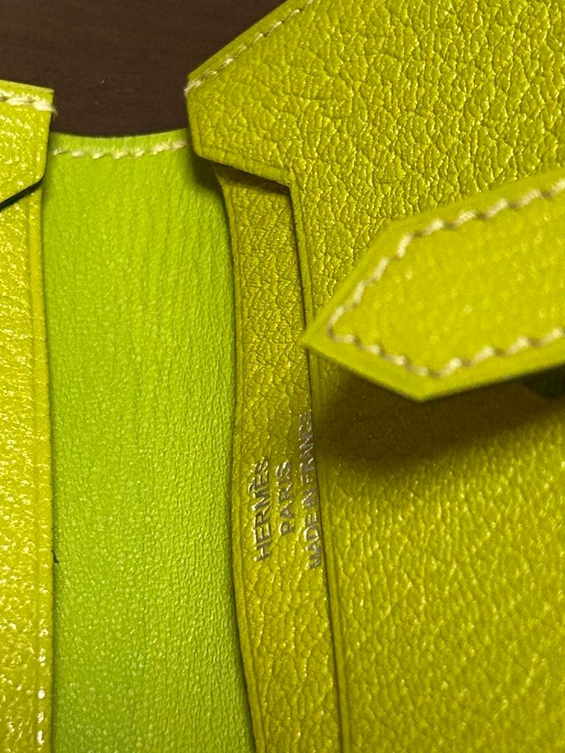 美品 エルメス べアン カードケース HERMES エトゥープ シルバー金具