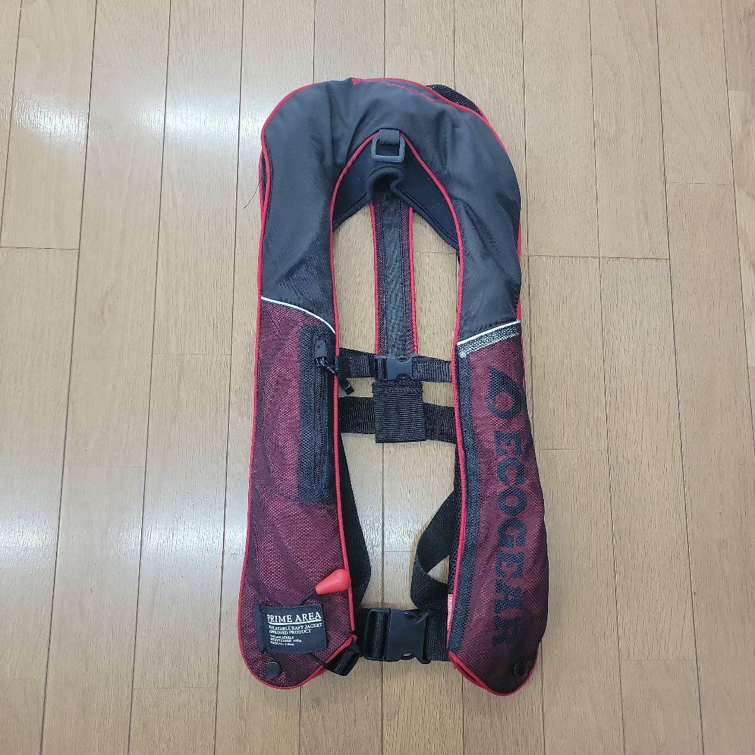 エコギア ライフジャケット メッシュ素材 フリーサイズ 自動膨張