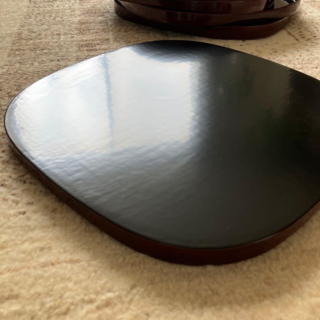 【漆器のアソベ　尺2サイズ　卓上膳×5客】天然木製　クツワ型　布目溜塗