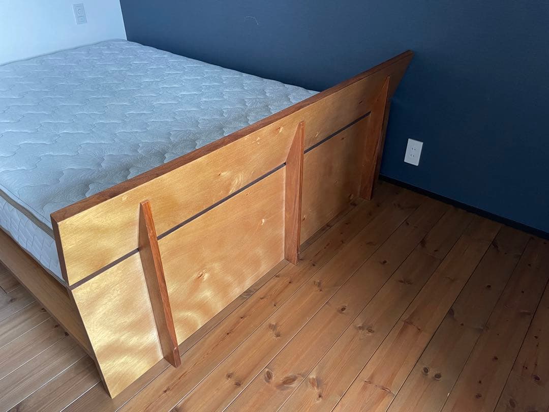 【手渡し限定】ウォールナット ダブル ベッド フレーム すのこベッド