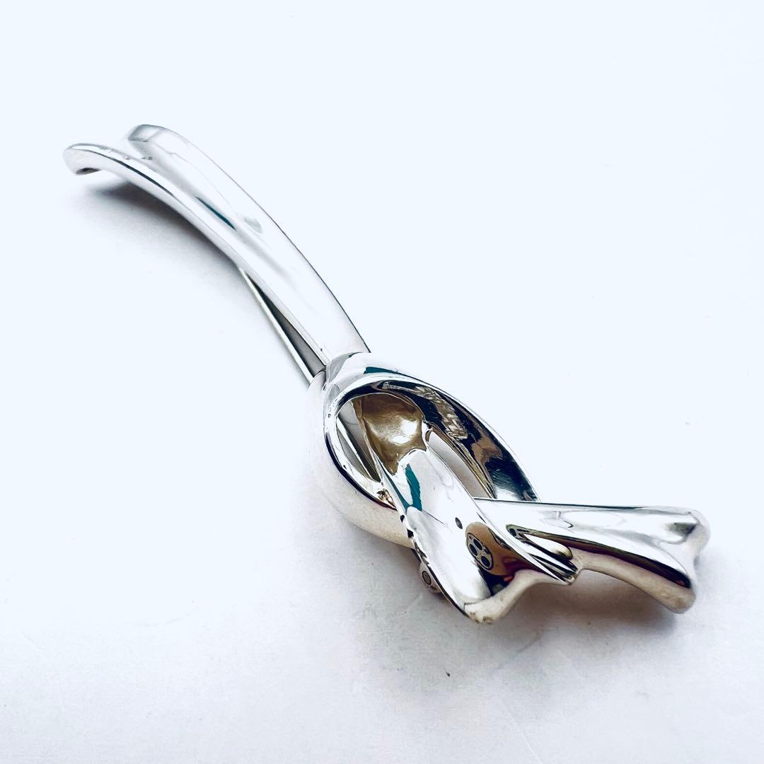 美品✨ティファニー　リボン　ピンブローチ　シルバー　Knot ヴィンテージ