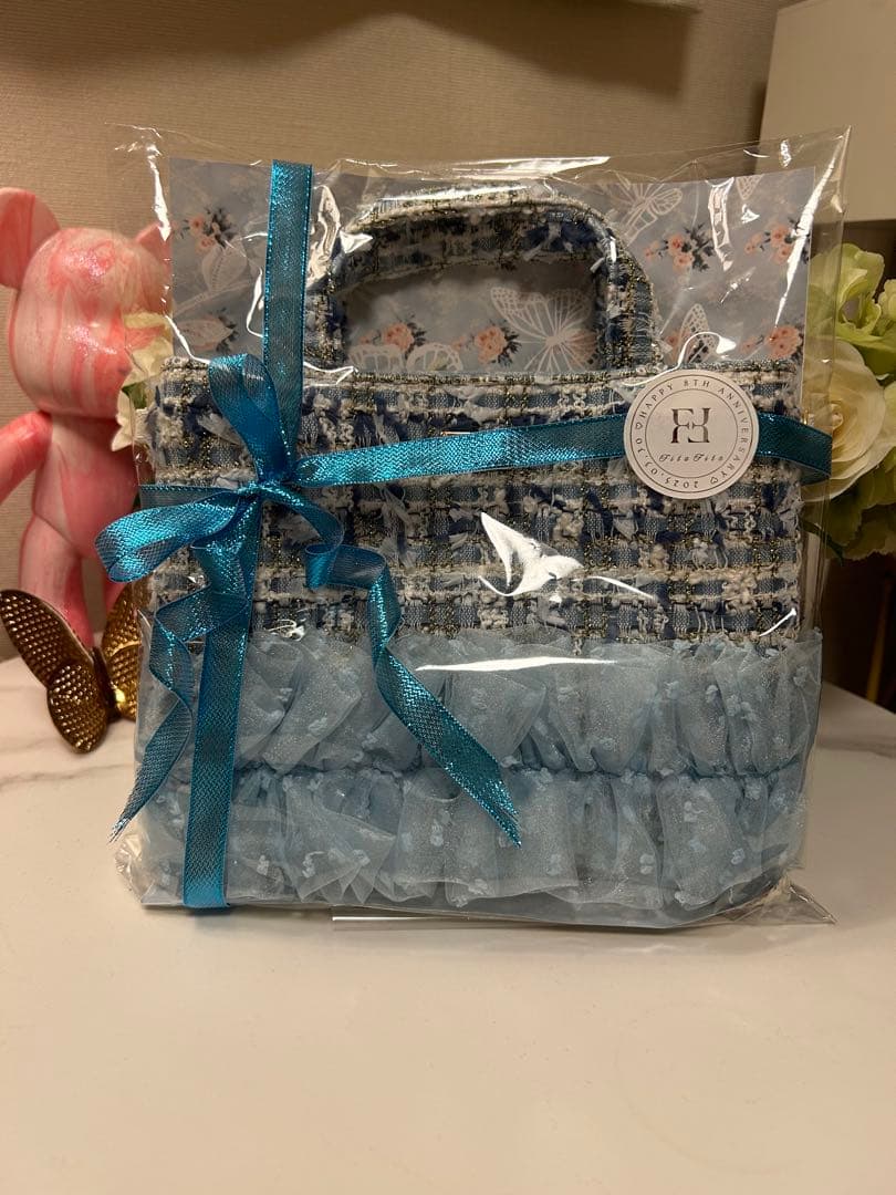 fitafita青系ツイードトートバッグ