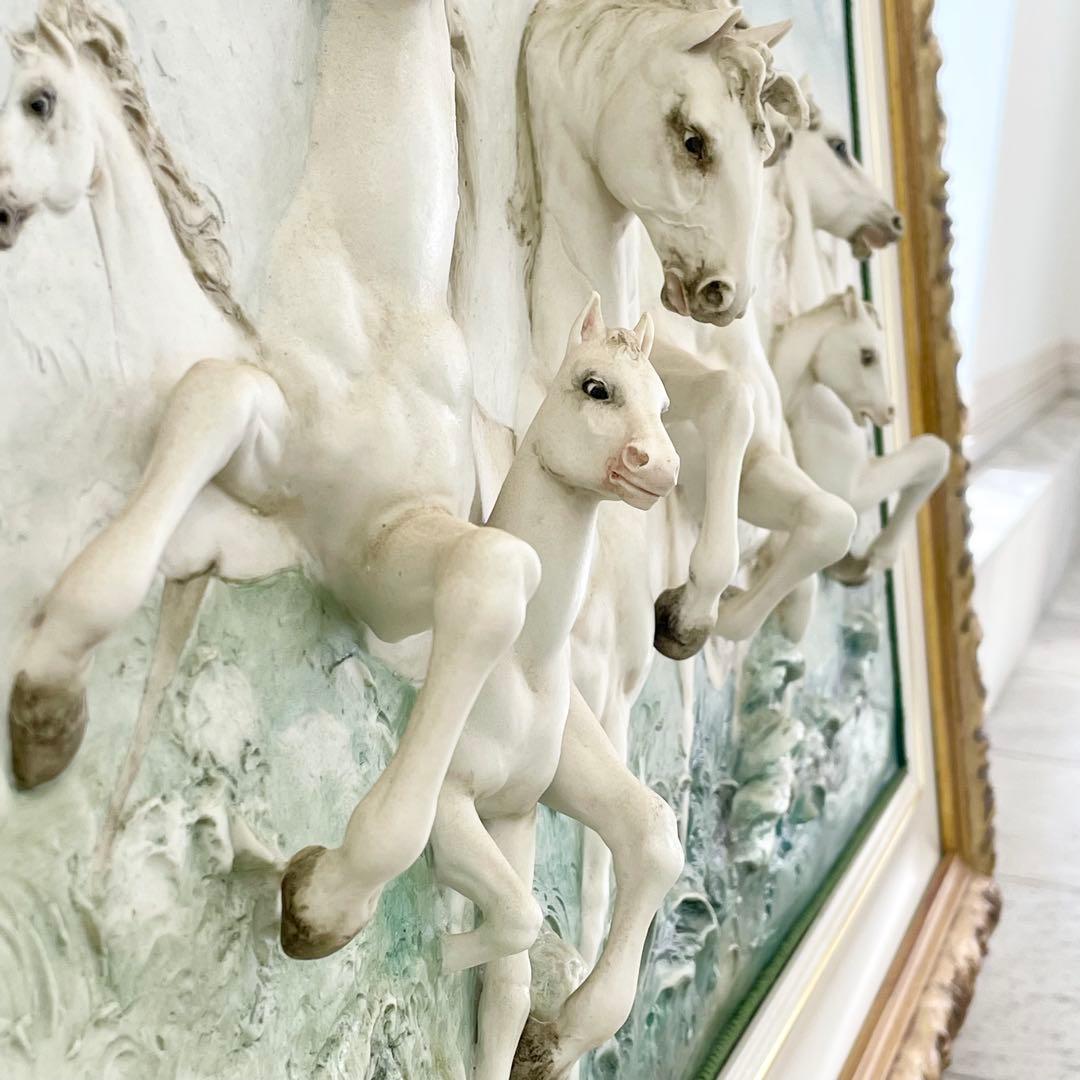 イタリア porcellane PRINCIPE プリンシペ 陶額 白馬 高級