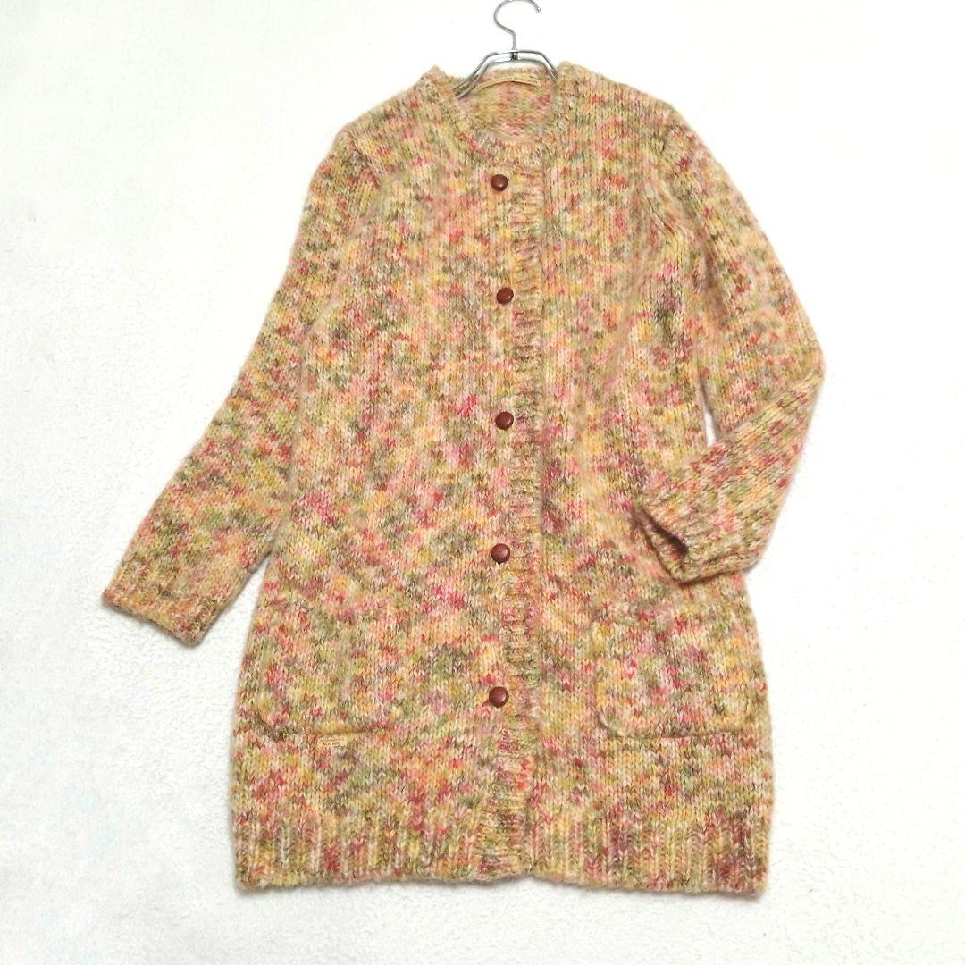 マドモアゼルノンノン　モヘヤブレンドカーディガン　ロング丈　マルチカラー