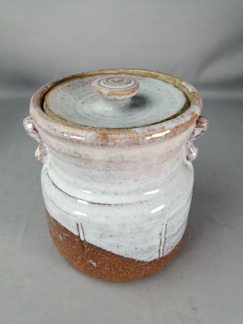 【茶事具】橘正峰造　萩焼耳付き水指　水指413