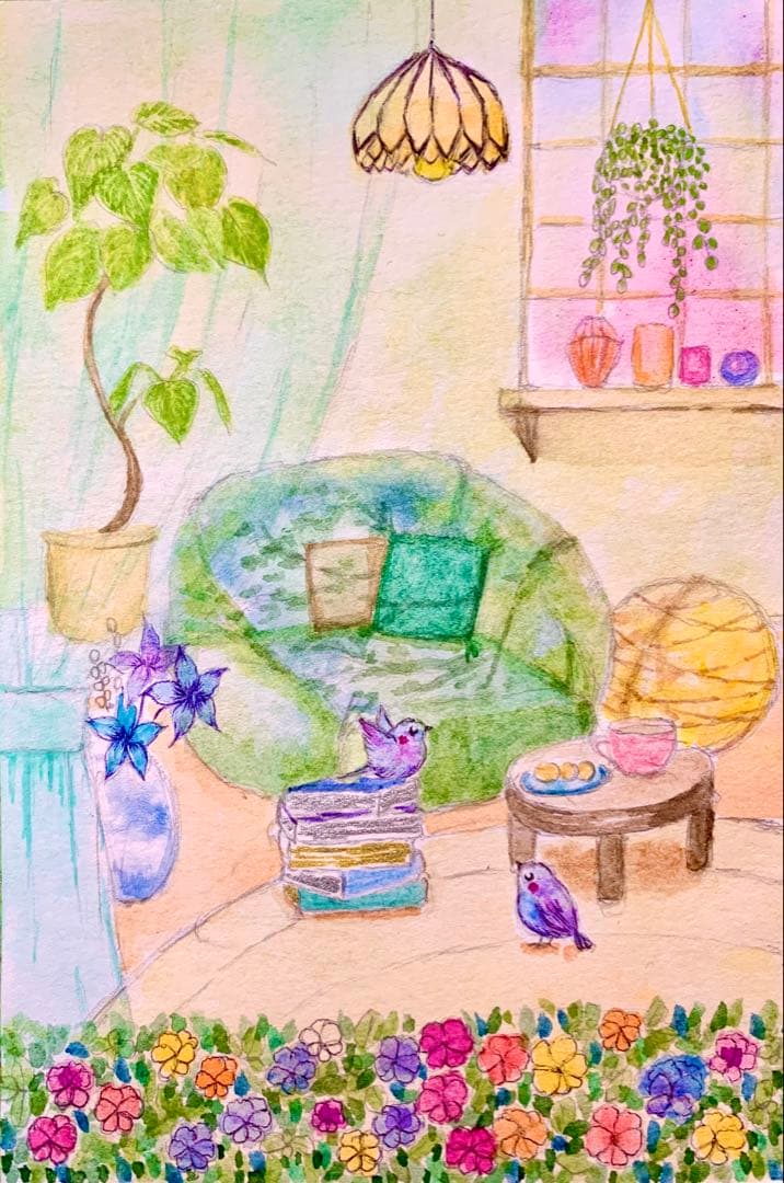 ♡たまみな♡鳥と花の水彩画原画8枚＋複製品13枚セット