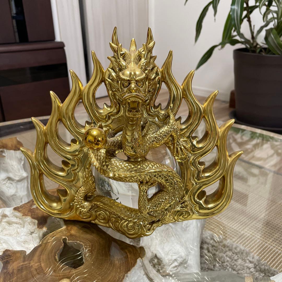 黄金炎龍神様【縁起物】　龍神様　金龍　竜　龍　置物　大金運