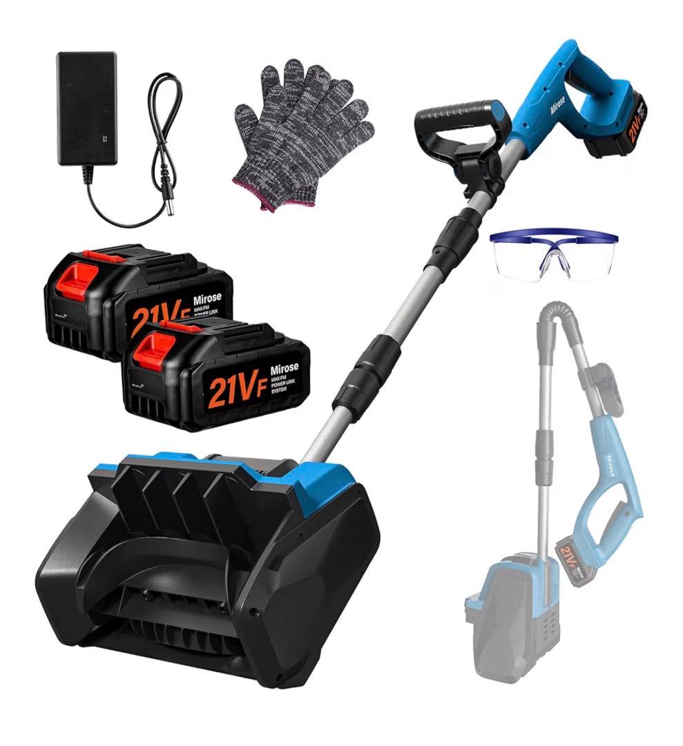 電動除雪機 コードレス21V 軽量2kg バッテリー2個 雪かき