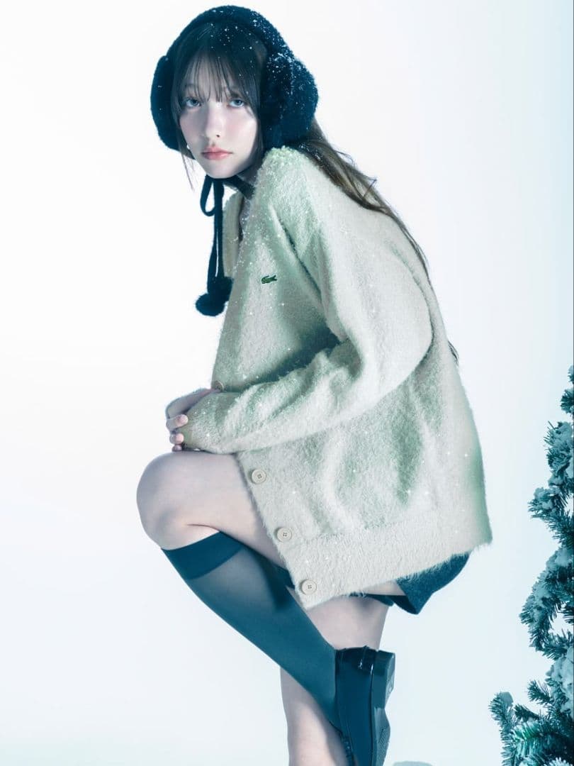 SNIDELスナイデル×LACOSTEラコステコラボ限定ラメニットカーディガン