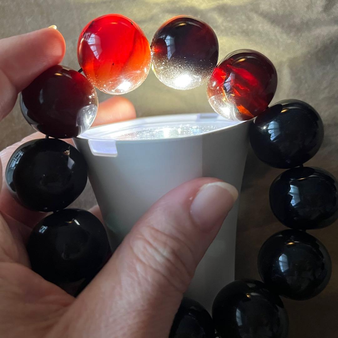 22mm 天然 琥珀 ブルー アンバー チェリー ブレスレット 高品質 アンバー