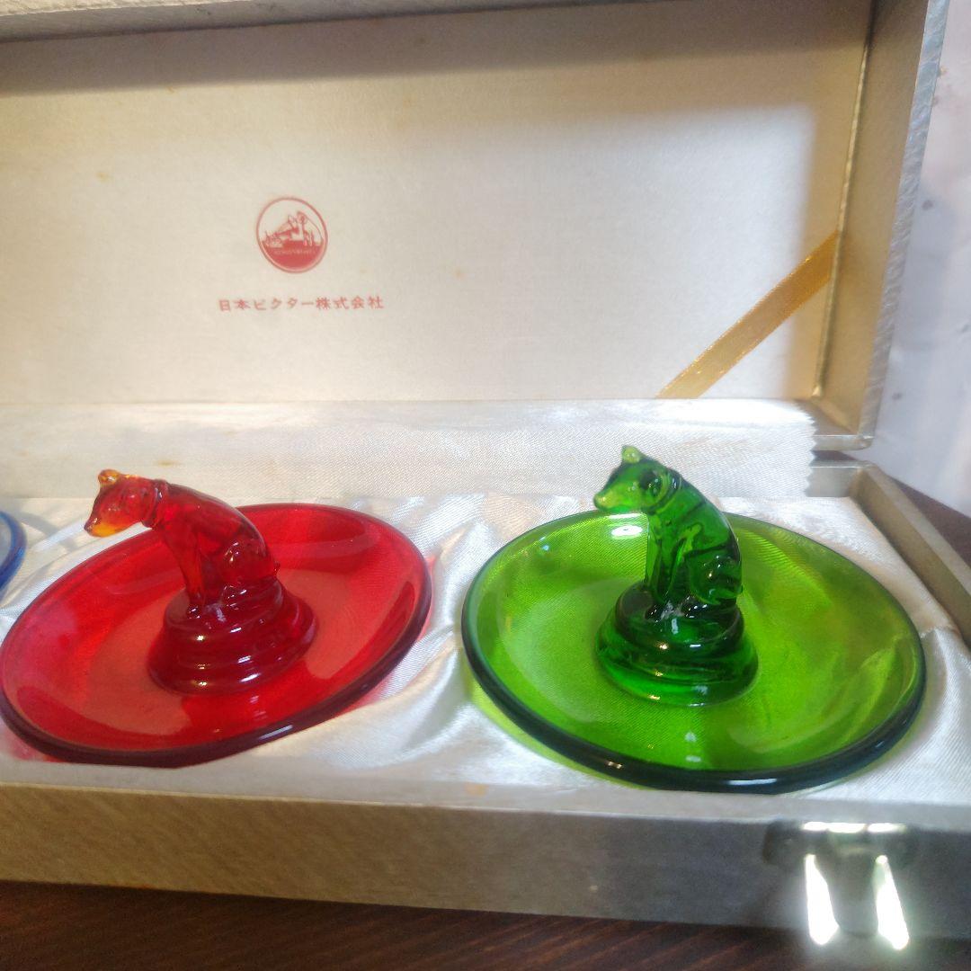 レア物ビクター犬 ニッパー君 灰皿3点ガラス製 アッシュトレイ オブジェ最終価格