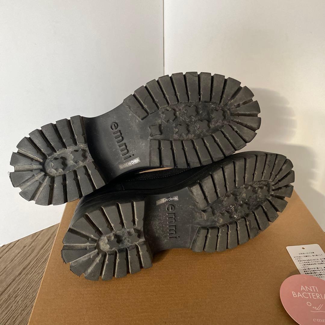 emmi ニットブーツ　厚底　黒　24cm