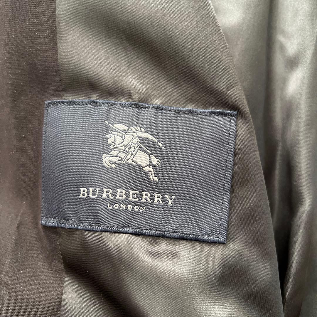 Burberry London　B刺繍　総柄　モッズコート　ロングコート　黒　M