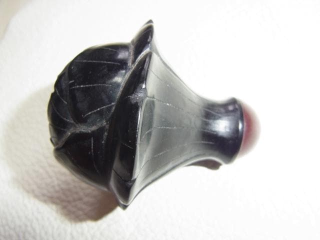 中国 清新時代（1800年頃）大変美しい◆黒い石 手彫 黒い蓮（ハス） 鼻煙壺