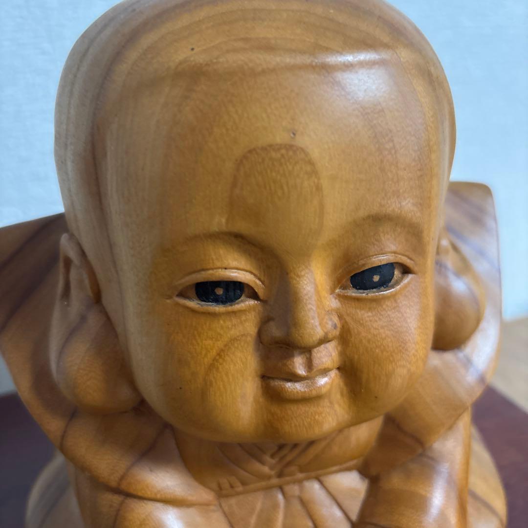 木彫 福助像　縁起物 招福