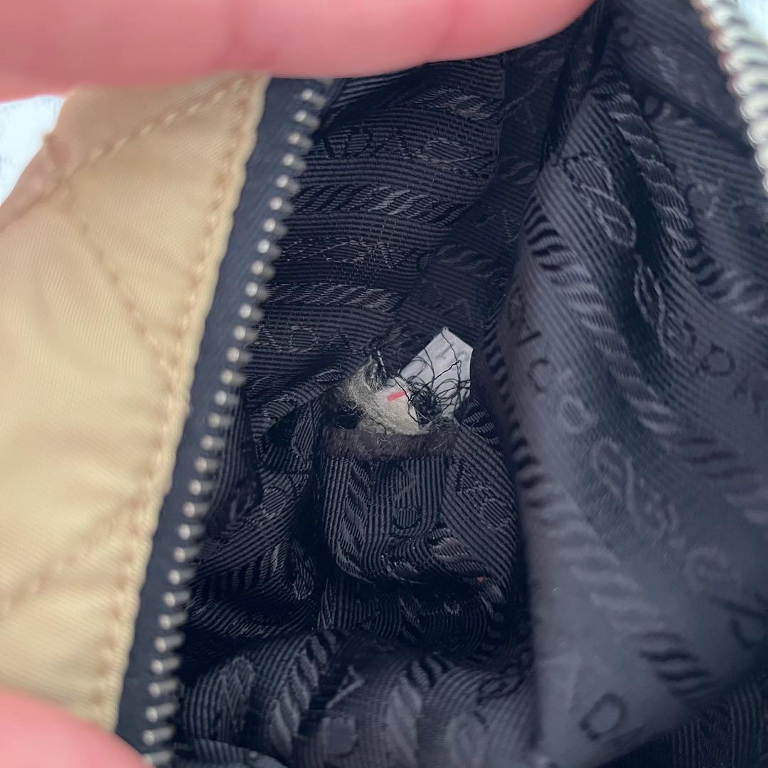 美品 PRADA プラダ 三角プレート キルティング チェーン ハンドバッグ