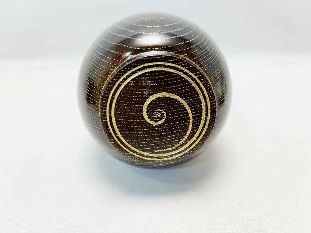 未使用 華道具 福田芳朗作 欅神代塗 沈金 福瓢一輪生 紫檀台付 銅おとし共箱