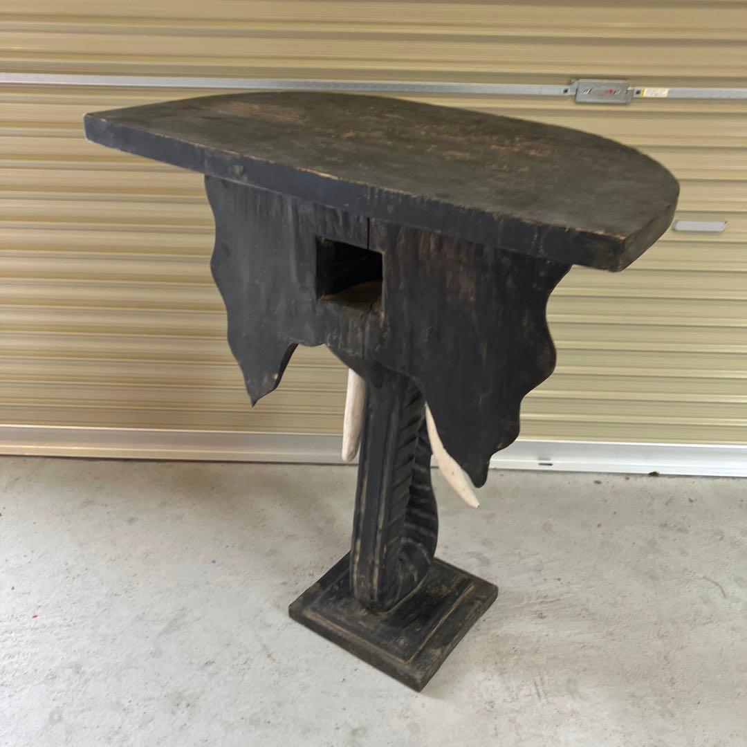 ヴィンテージ 象柄彫刻 木製カウンターテーブル コンソールテーブル 飾り棚