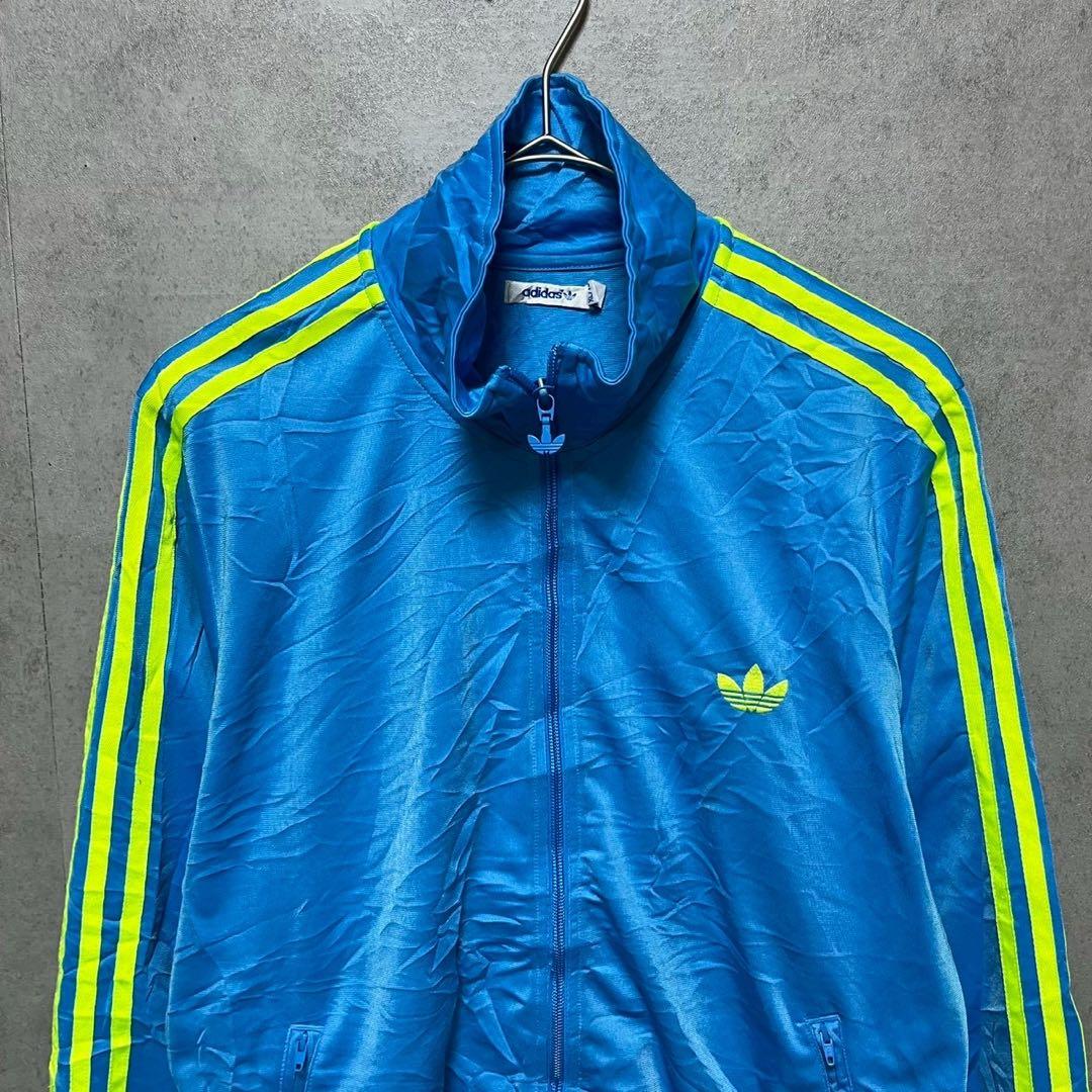 adidas アディダス　蛍光ライン　トラックジャケット ビッグトレフォイルロゴ