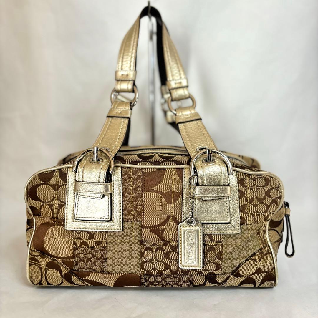 COACH シグネチャー　パッチワーク　ボストンバッグ　Y2K