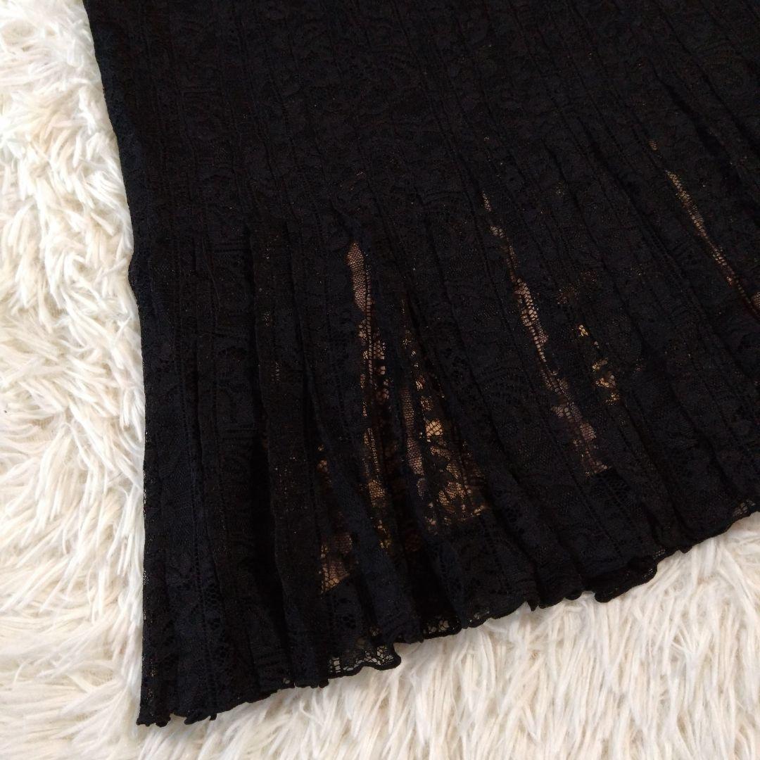 美品✨タダシショージ ワンピース　ブラック レース　刺繍　スタッズ　プリーツ