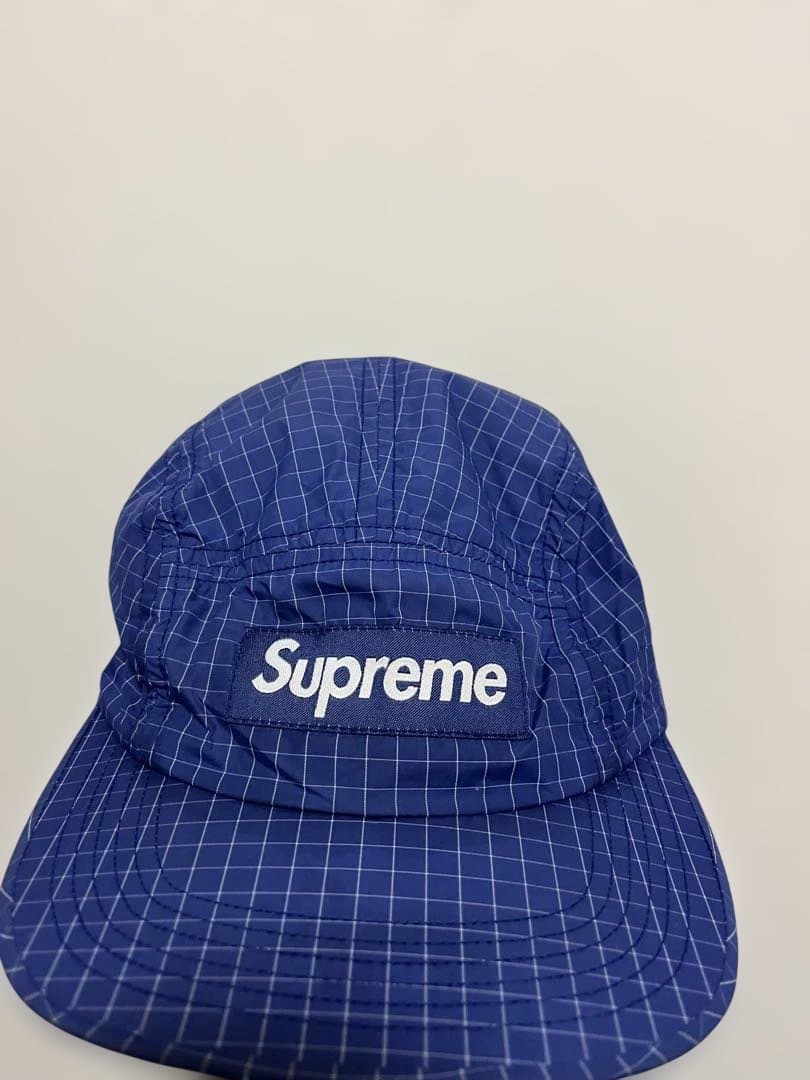 Supreme ネイビー チェック柄 ワークキャップ