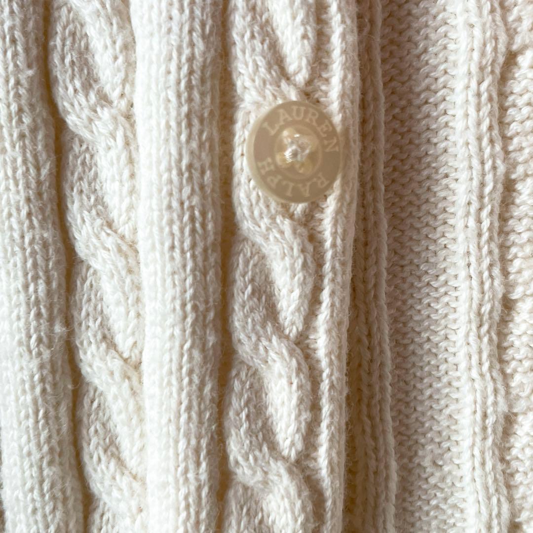美品✨ポロラルフローレン ケーブルニット カーディガン ポニー アイボリー S
