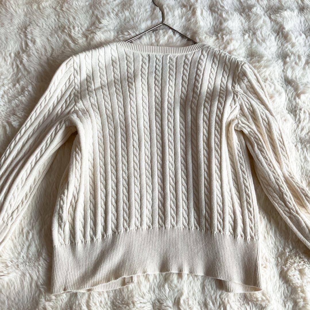 美品✨ポロラルフローレン ケーブルニット カーディガン ポニー アイボリー S