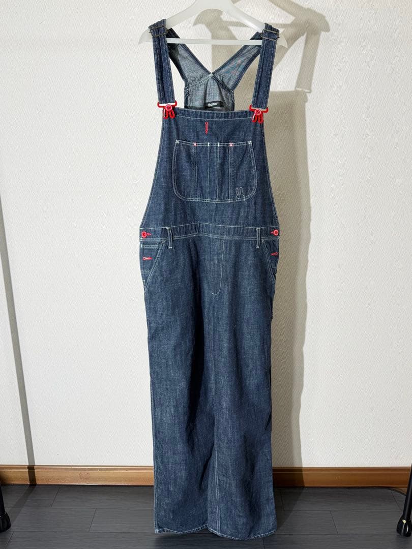 CUNE キューン うさぎプリント デニムオーバーオール サロペット
