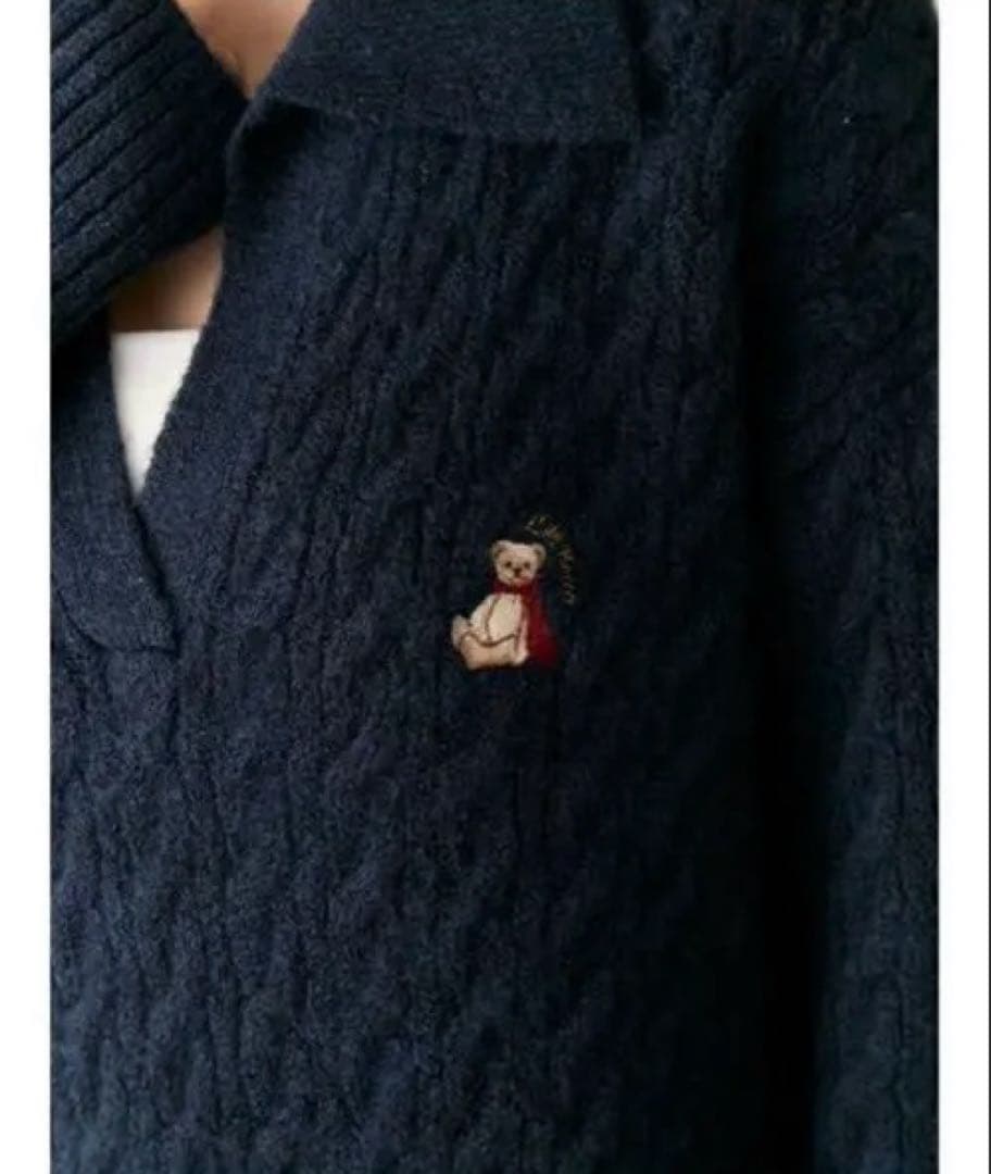 【ニック】Lily Brown ケーブルニット ワンピース　ネイビー