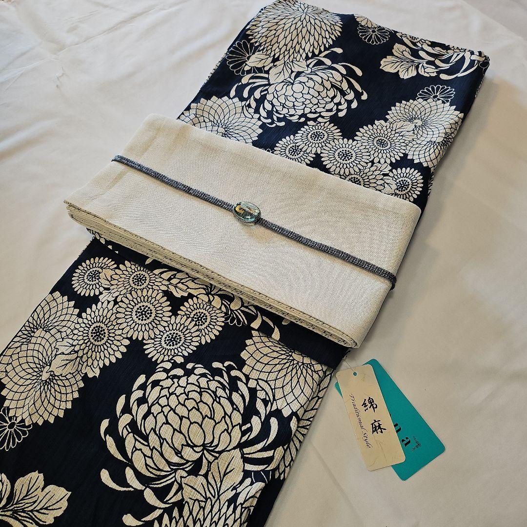 浴衣☆綿麻☆新品☆単衣☆プレタ☆夏着物☆レディース☆フリーサイズ☆夏祭り花火大会