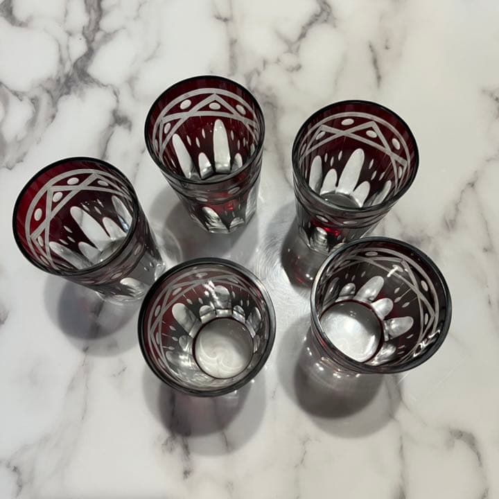 切子グラス　五個　大正ガラス