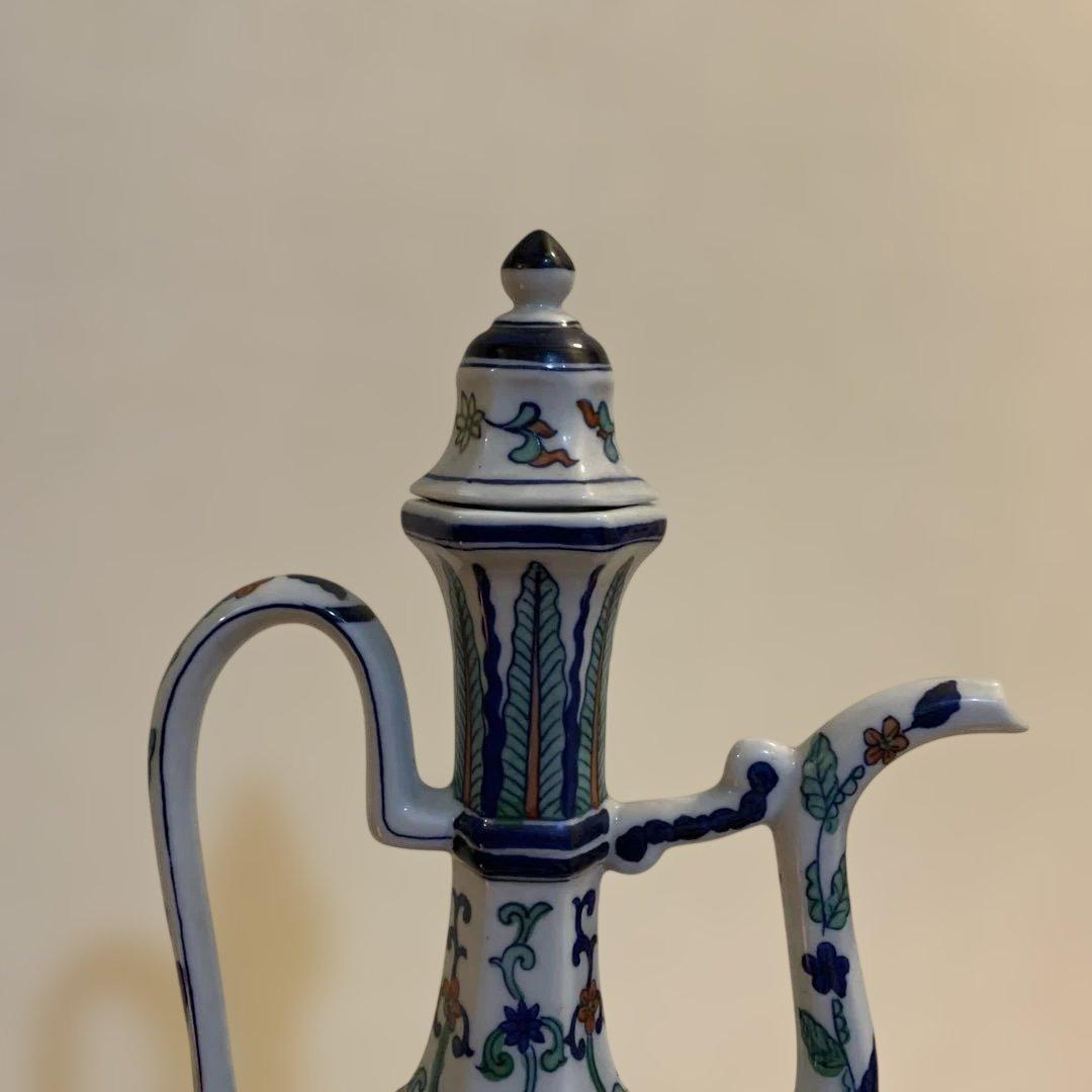 大明嘉靖年製　時代物　中国　古い水差し　手描き　高さ29㎝