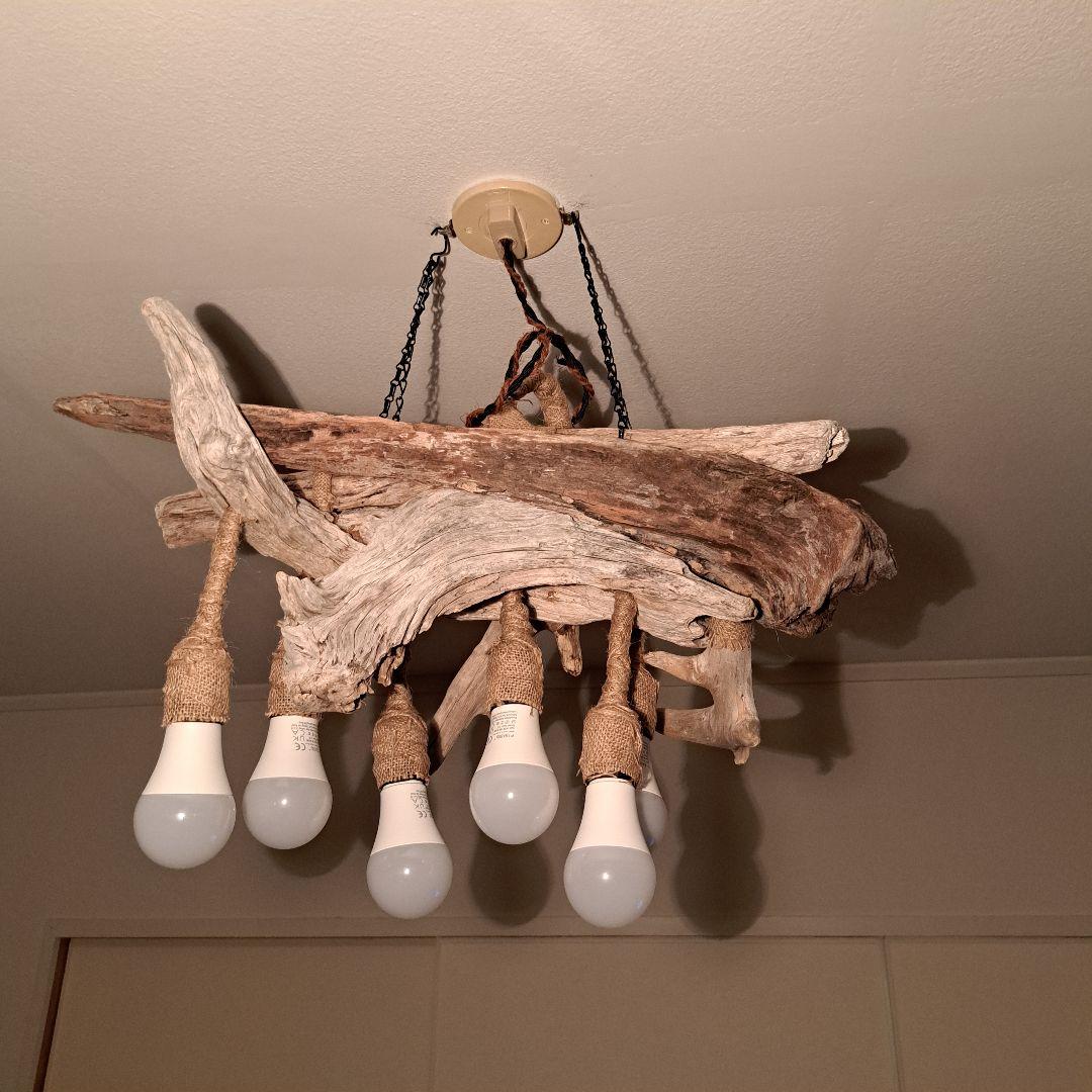 流木インテリア　6灯ペンダントライト LED付　6〜18帖　リビングダイニング用