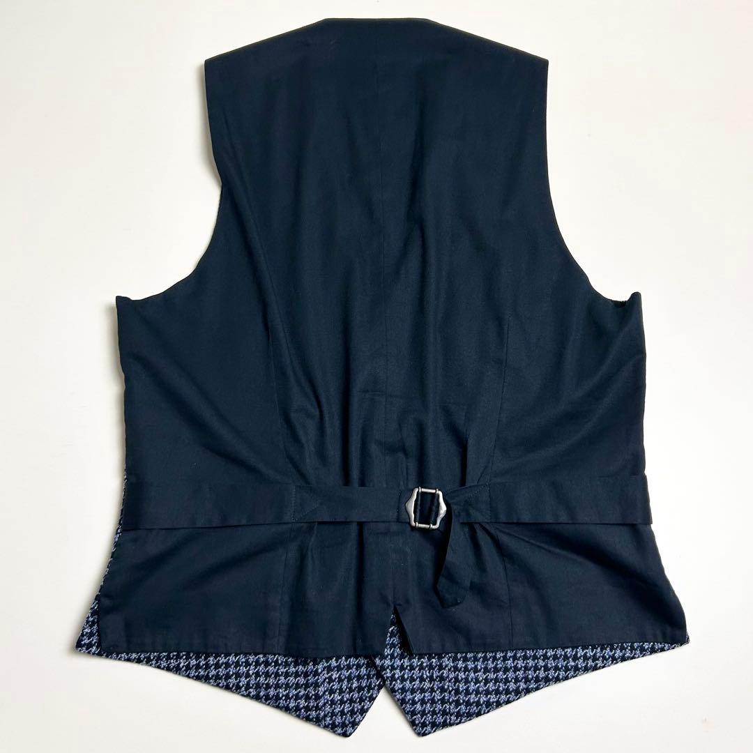 【美品】ラルディーニ/ベスト/ジレ/ウールコットン/秋冬素材/イタリア製/千鳥柄