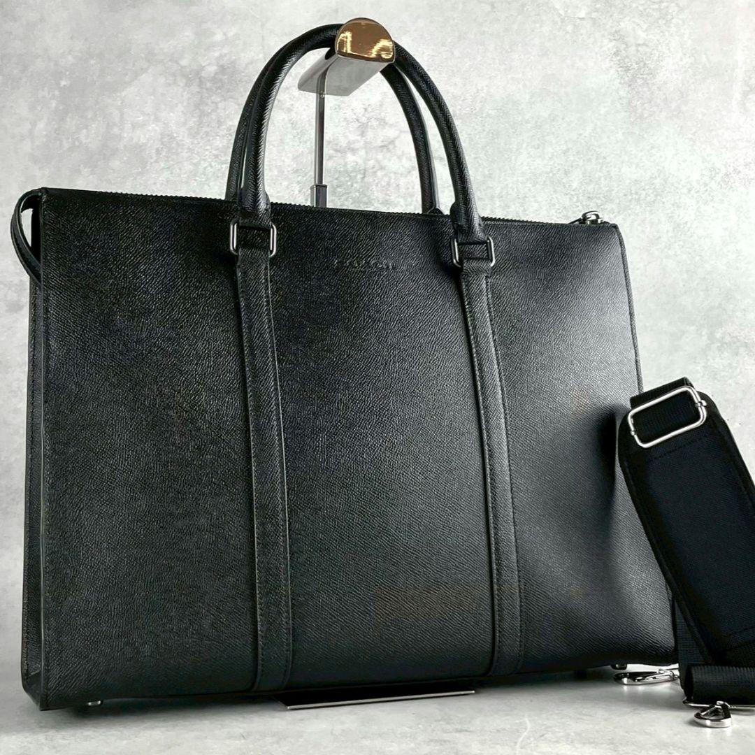 極美品 コーチ グラハム 2way ジップブリーフ ビジネス レザー A4可 黒