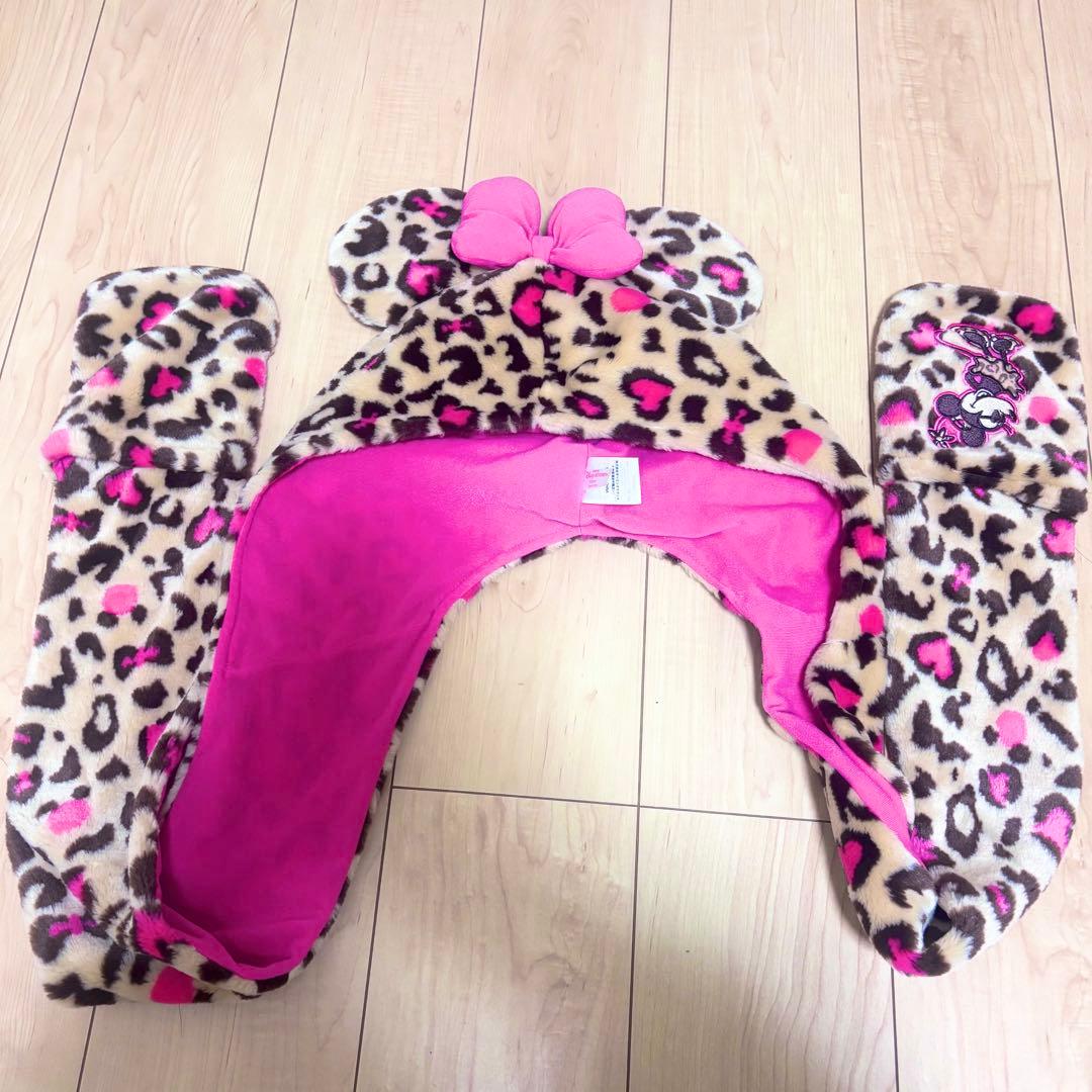 ヒョウ柄マフラーキャップ ディズニー ファンキャップ ヒョウ柄 ミニー