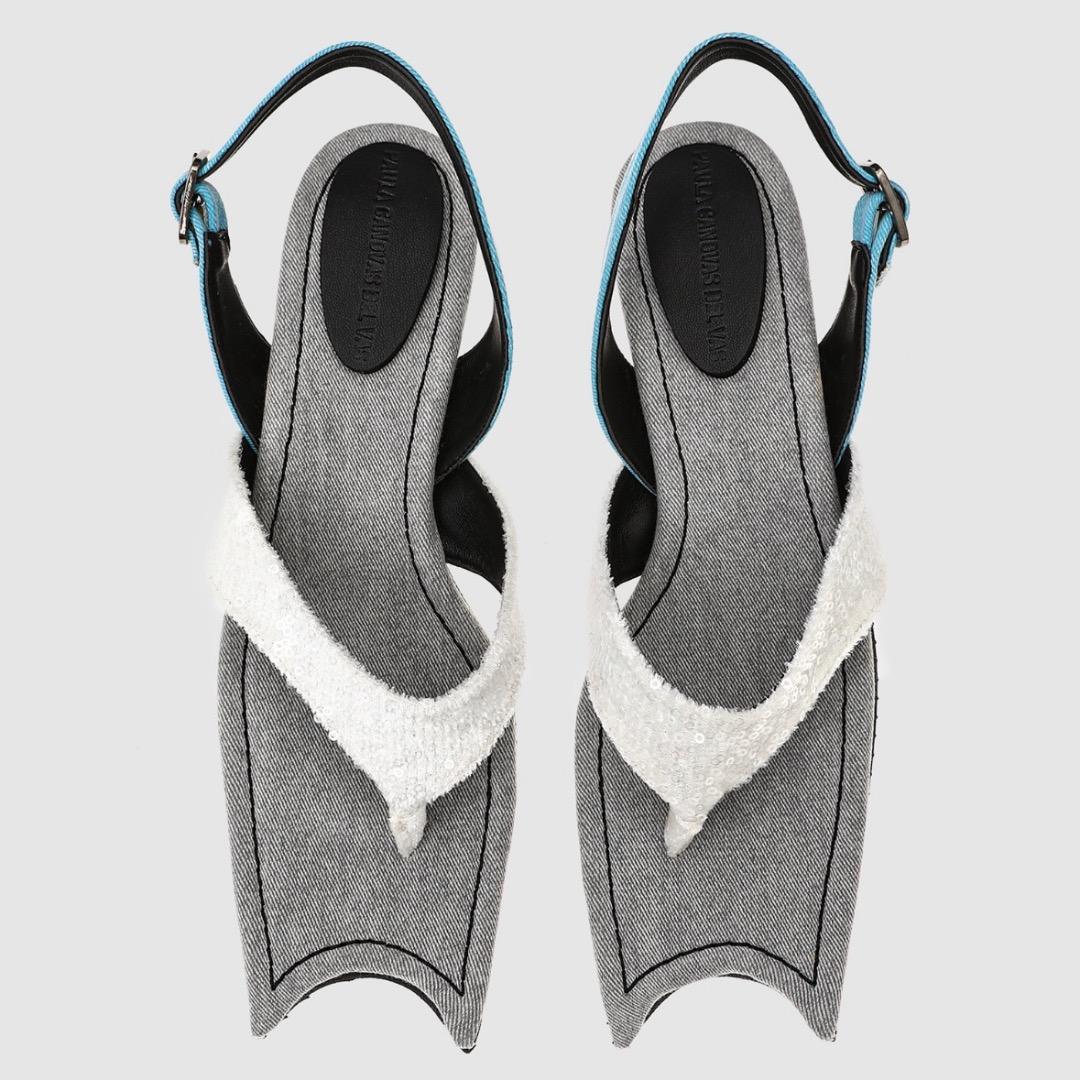 新品 Paula Canovas del Vas ヒールサンダル グレー 37