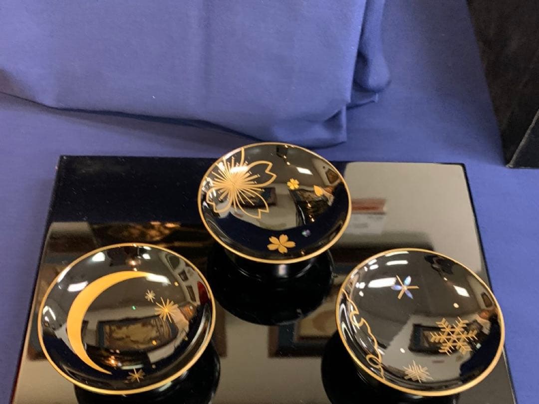 輪島塗　雪月花　盃　螺鈿