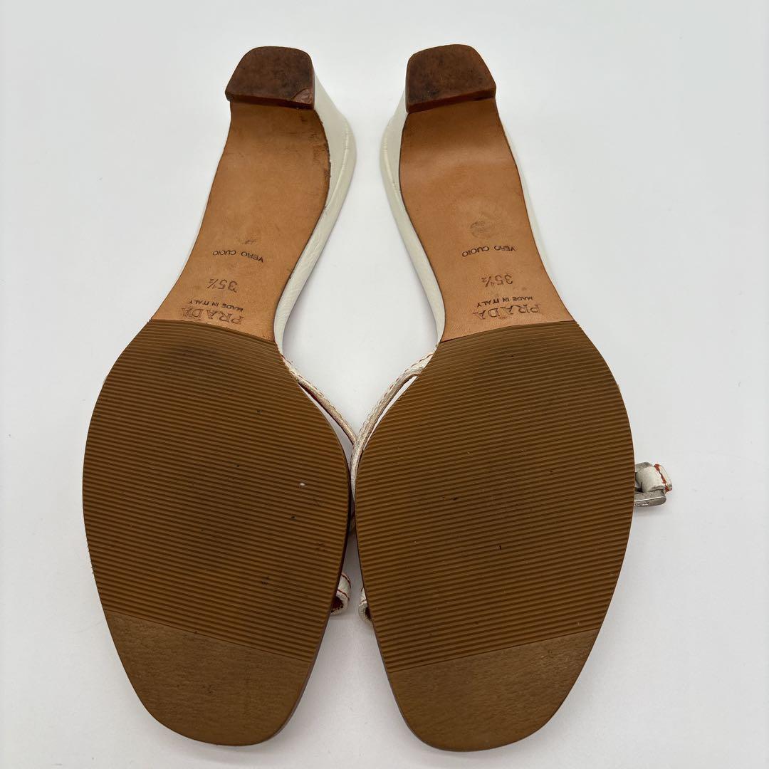 プラダ リボンデザインバイカラー ミュール　サイズ35 1/2 22.5㎝相当