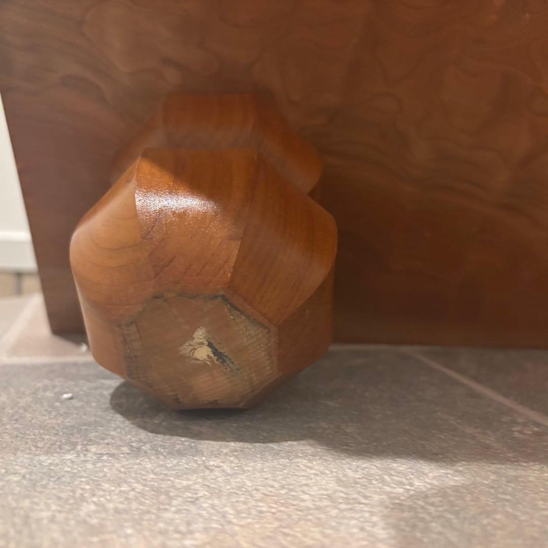 稀少！木製天然木 本榧 柾目 一枚物 脚付 碁盤 桐盤覆付厚21cm検囲碁本榧