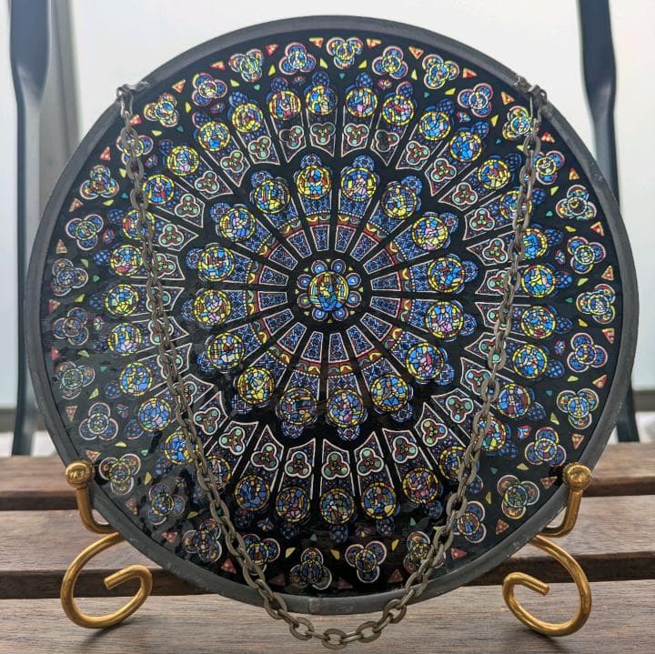 グラスマスターズ社 ノートルダム大聖堂 バラ窓 ステンドグラス 16.7cm