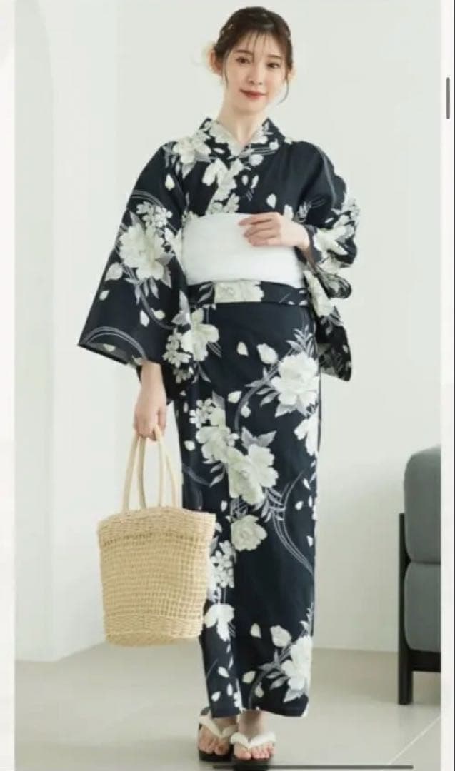 アルマリア浴衣 4点セット (ゆかた 兵児帯 腰紐) ゆらめき牡丹