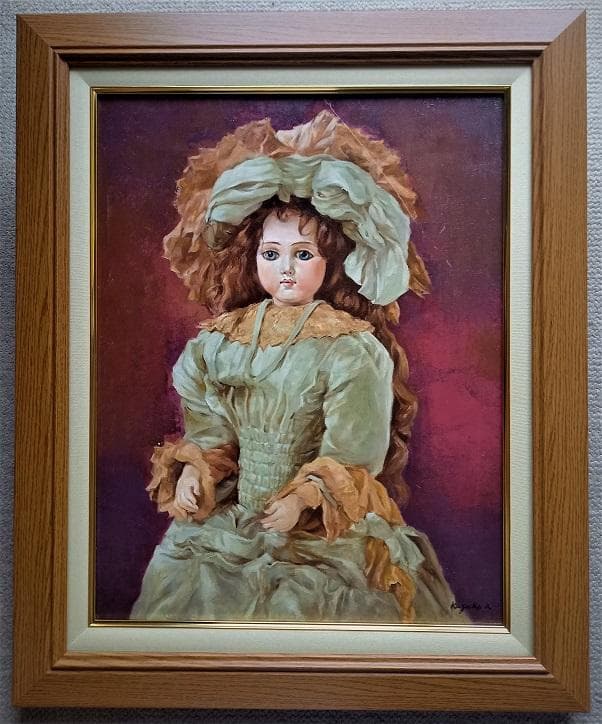 岸本和子　「人形」　大調和会　技巧的に実力がある油彩画　　Ｐ１０号