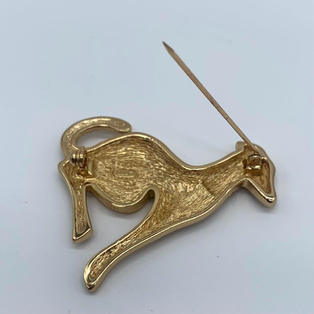 未使用級美品 超希少 クリスチャンディオール 犬 ブローチ ラインストーン