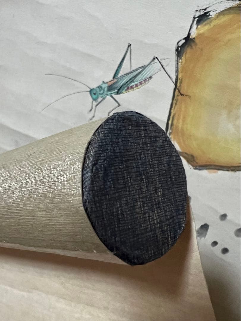 中国美術 模写 斎白石［は瓢箪に蟷螂図］紙本　肉筆！